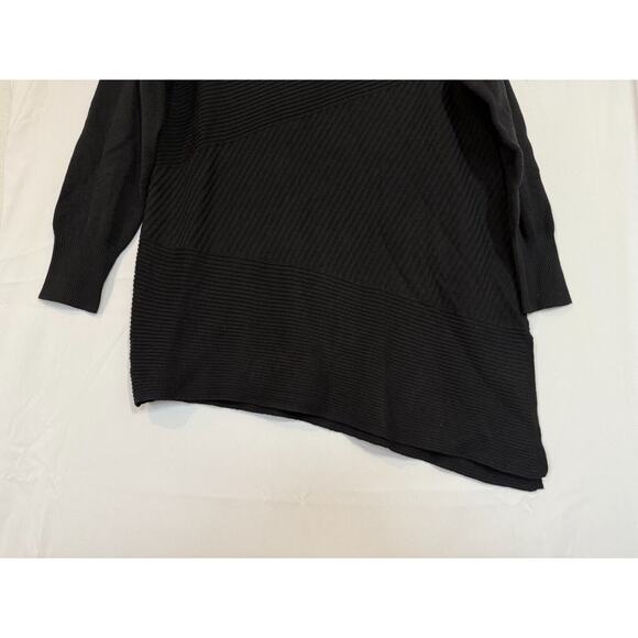 Chicos Asymmetrical Ribbed Knit Tunic Sweater Womens Size 2 US Large Black - Picture 4 of 11